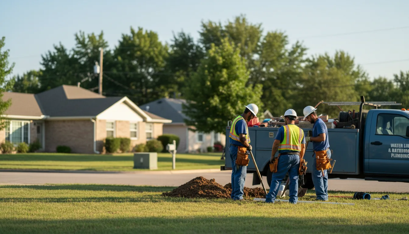 Residential water line and bathroom plumbing service in Hope, KS